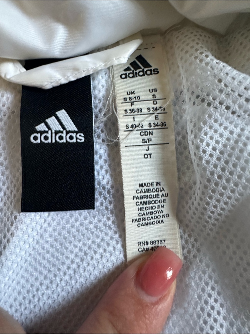 adidas White Hooded Windbreaker with Black Accents - Picture 8 of 9